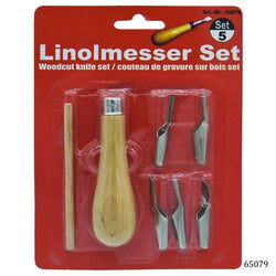 Lino Cutter Set Wooden Handle x 5 pieces