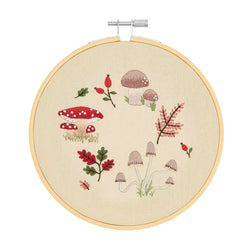 Embroidery Kit Traced, Mushroom Wreath
