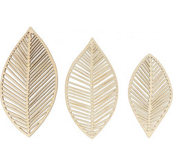 Boho Wooden Leaves Silhouette - Set of 3