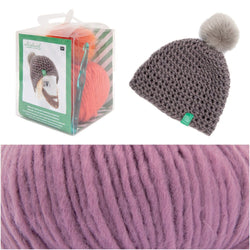 Wool Crochet Kit Hat with Pom-pom