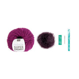 Wool Crochet Kit Hat with Pom-pom