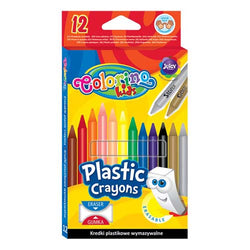 Set of 12 Plastic Crayons + Eraser