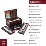 Painting Set Wooden Chest 80 pieces