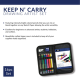 Drawing Set w/carrying case 16 pieces