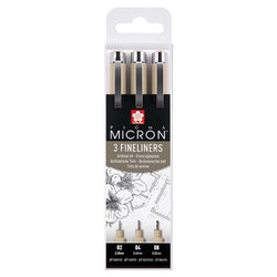 Pigma Micron 05 Fineliner Set of 3, Black & Grey