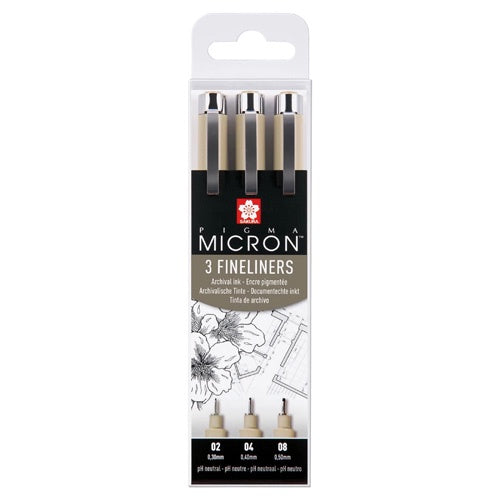 Pigma Micron 05 Fineliner Set of 3, Black & Grey