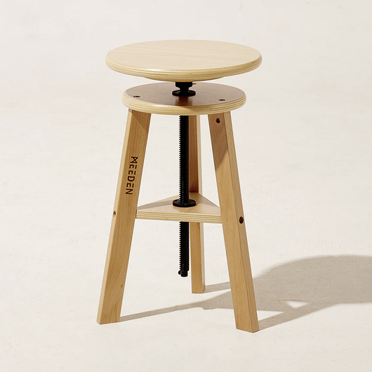 Wooden Drafting Stool with Adjustable Height-Natural