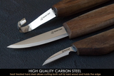 Deluxe Spoon Carving Set With Walnut Handles and Leather Pouch