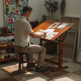 Wood Drafting Table, Artist Drawing Desk, Walnut