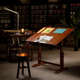 Wood Drafting Table, Artist Drawing Desk, Walnut