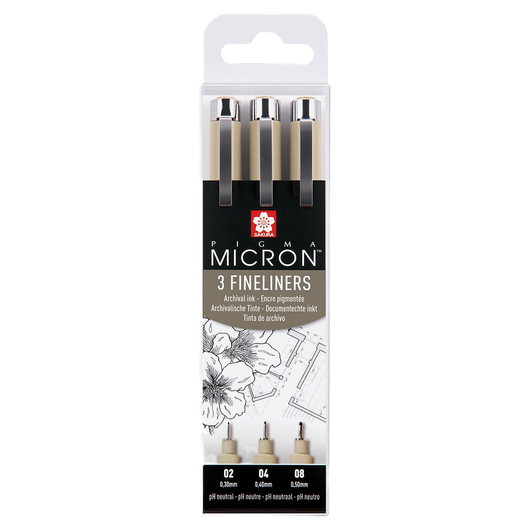 Sakura Pigma Micron fineliner set | 3 pens, 0.3 mm + 0.4 mm + 0.5 mm, black