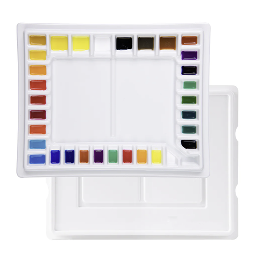 33-Well Porcelain Painting Palette with Plastic Cover