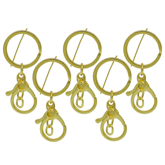 Key Chain Fitting Gold With Hook 5Pcs