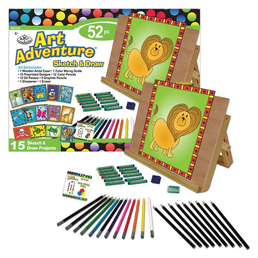 Art Adventure - Sketch & Draw Set (inc wooden easel + 15 projects)