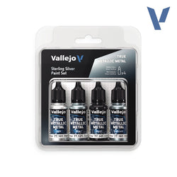 Vallejo: True Metallic Metal, Sterling Silver Paint Set