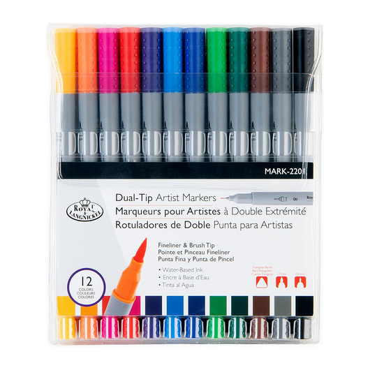 Dual-Tip Artist Markers (Microbrush + Fine Liner Tip)