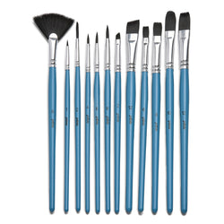 Set of 12 Watercolour Brushes, Synthetic Squirrel
