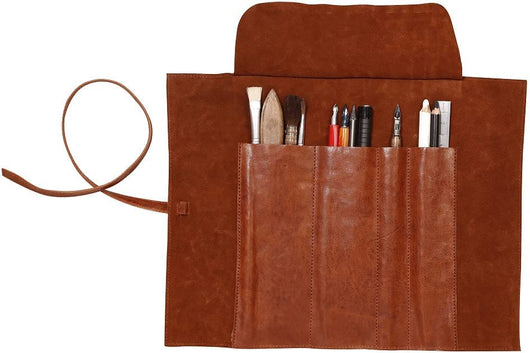 Genuine Leather Pencil Case Roll