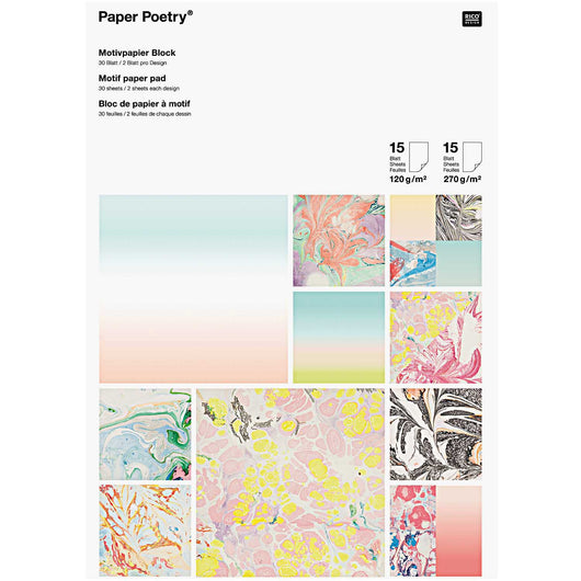 Paper Poetry Motif Paper Pad, Marbled, 30 sheets