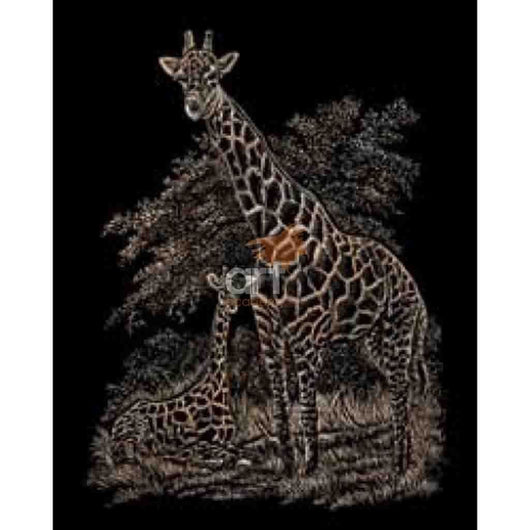 Engraving Art - Giraffe & Baby (Copper)