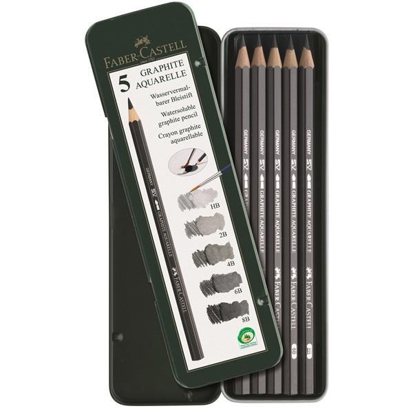 Graphite Aquarelle/Water Soluble Pencil Set of x 5 Art Academy Direct