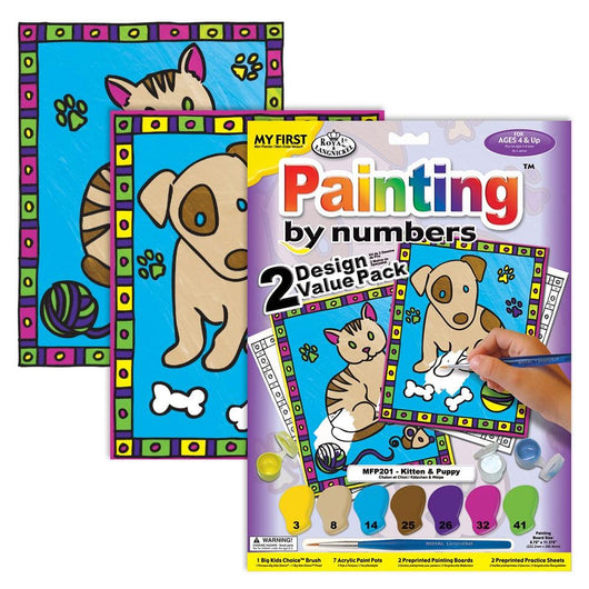 My First Paint by Numbers (Set of 2) - Kitten & Puppy (Ages 4+) - Art Academy Direct