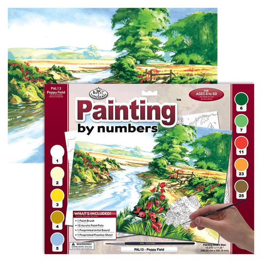 Paint by Numbers - Poppy Field (Adults) - Art Academy Direct