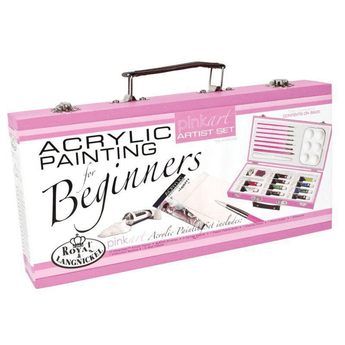 Pink Beginner Acrylic Painting Set 25 piece - Art Academy Direct