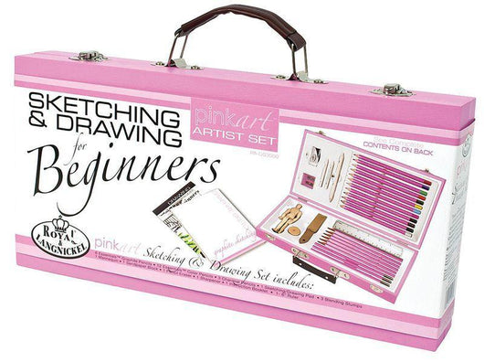 Easy Drawing Set Pink Beginner Sketching & Drawing Set 32 piece – Art Academy Direct