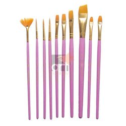 Pink Golden Taklon Brush Set x 10 piece - Art Academy Direct