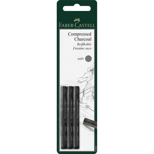 Pitt Charcoal Compressed - Soft/Blister x 3 pieces - Art Academy Direct