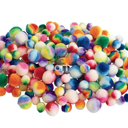 Rainbow Pom Poms (Assorted Sizes) - Art Academy Direct