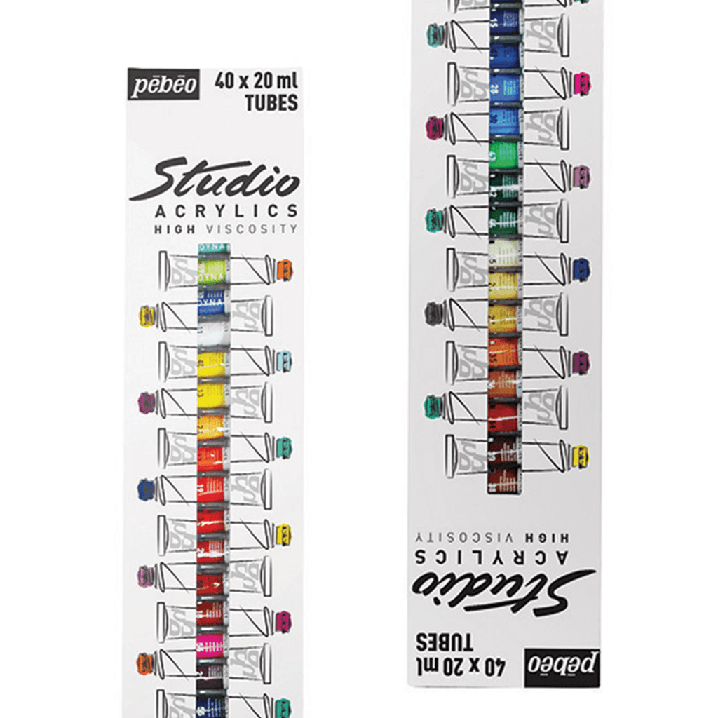 Studio Acrylics Set of 40 x 20ml with Brush Art Academy Direct