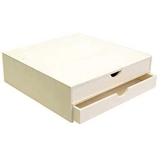 Wooden Storage Box with 2 Drawers, 34.5 x 34 x 10cm - Art Academy Direct malta